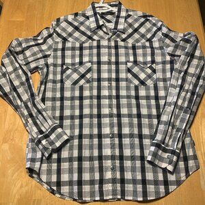 Martinique Grey & White Checkered Button-Up Shirt | 100% Cotton | XXL